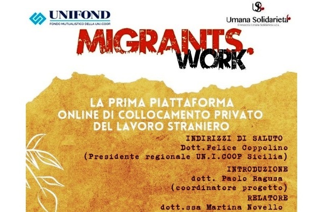 “MIGRANTS.WORK”, la prima piattaforma privata in Italia specializzata nel collocamento "privato" online del lavoro straniero, ideata e gestita dal Consorzio Umana Solidarietà